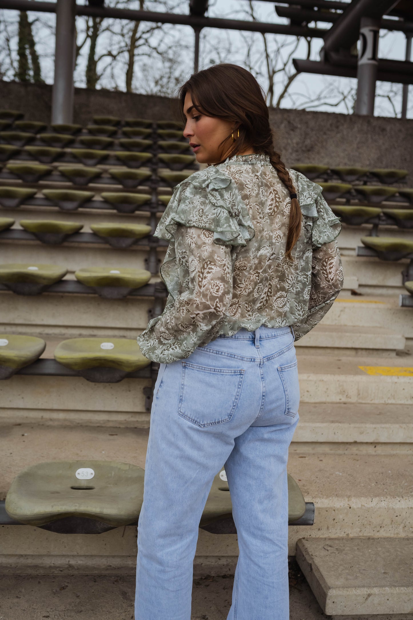 Green and Ecru Reva Blouse