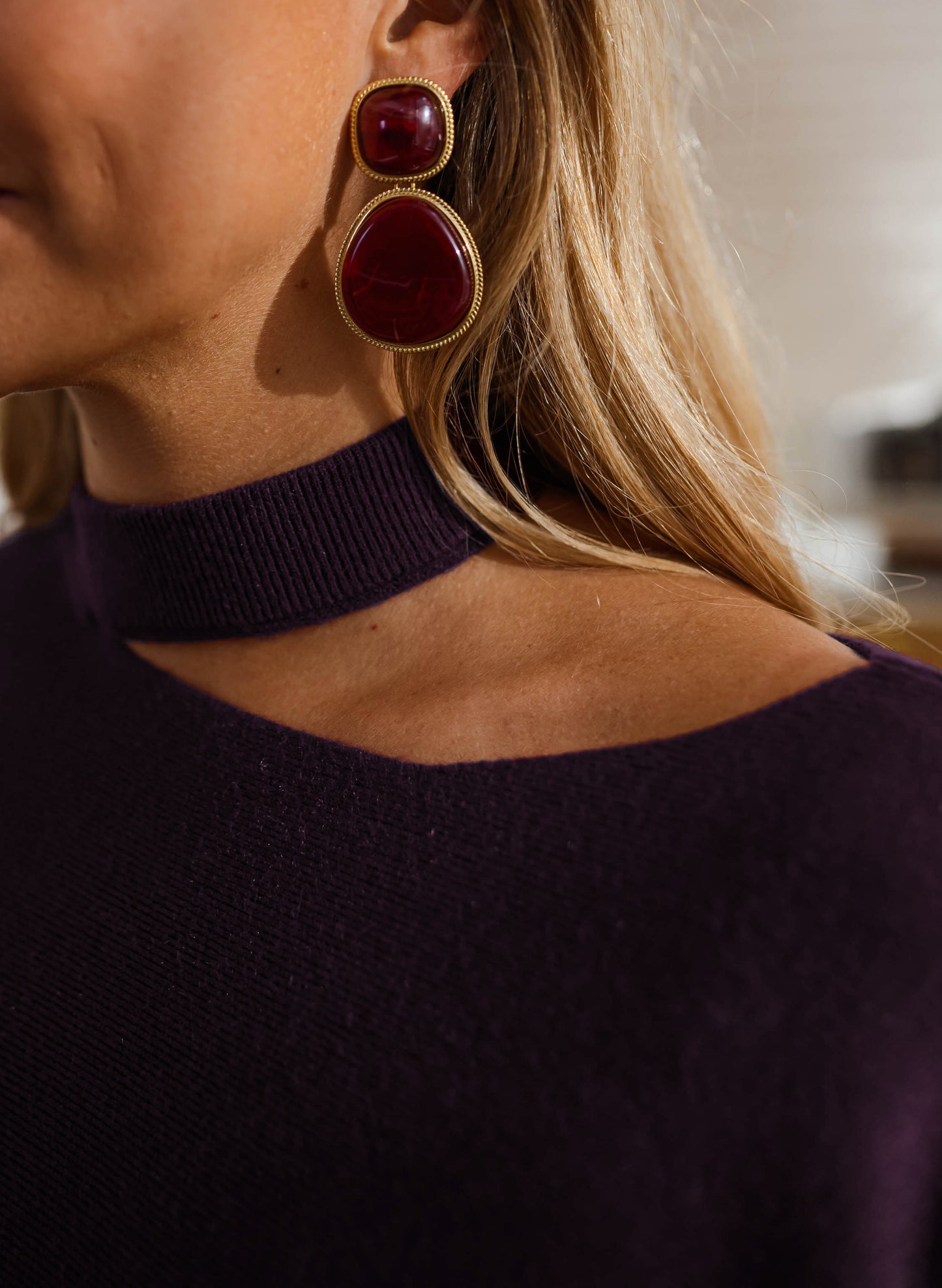 Burgundy Clay Earrings