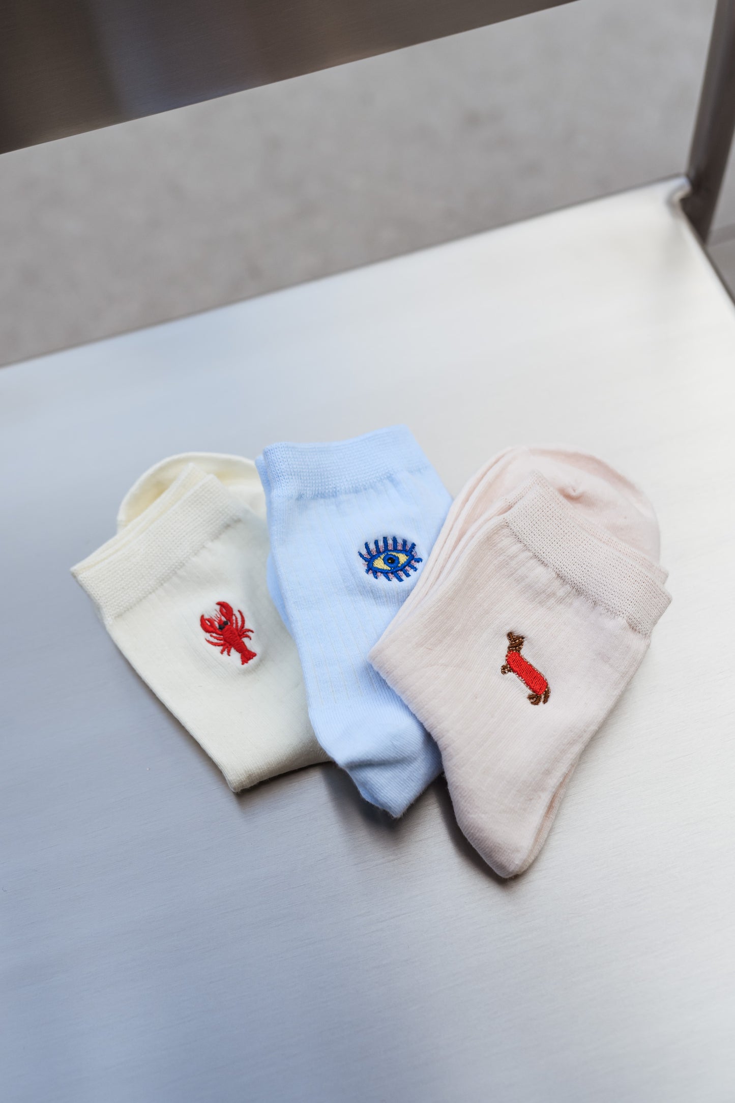 Beige Lobster Homard Socks