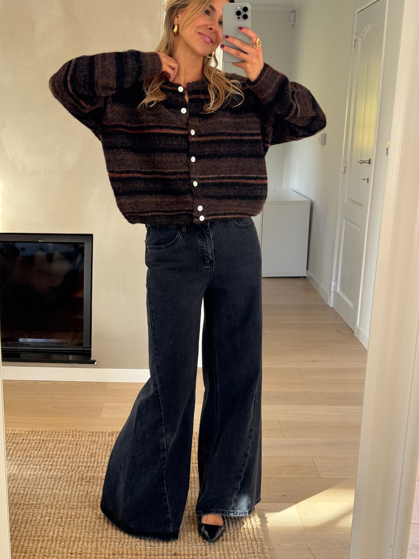 Brown Striped Audelia Cardigan