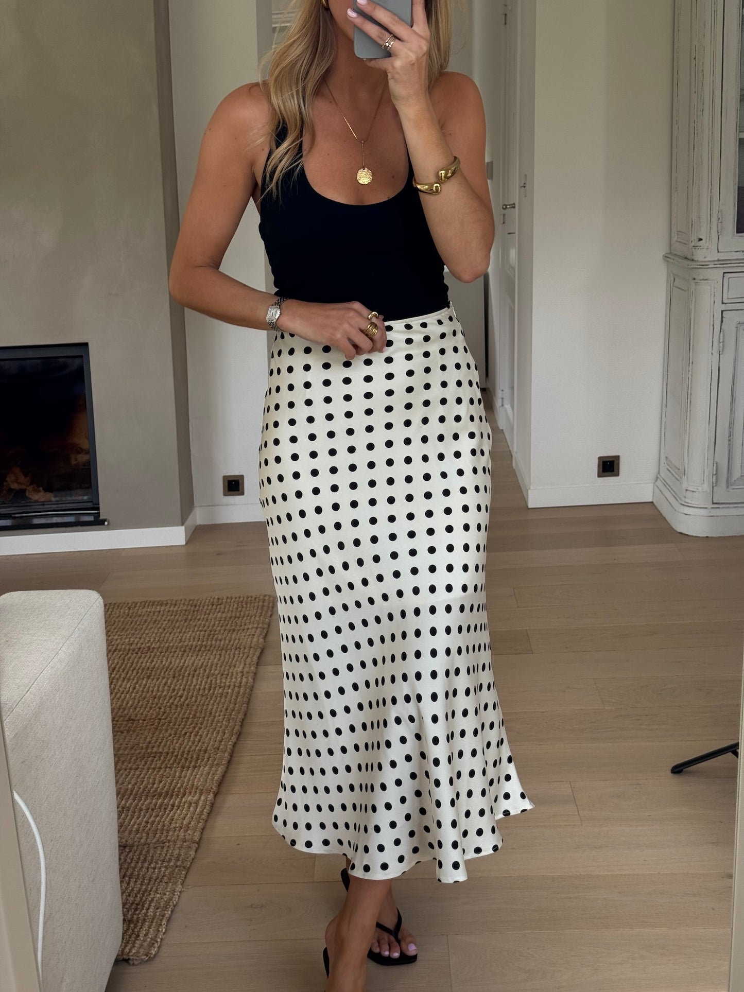 Ecru Jeanne Polka Dot Skirt