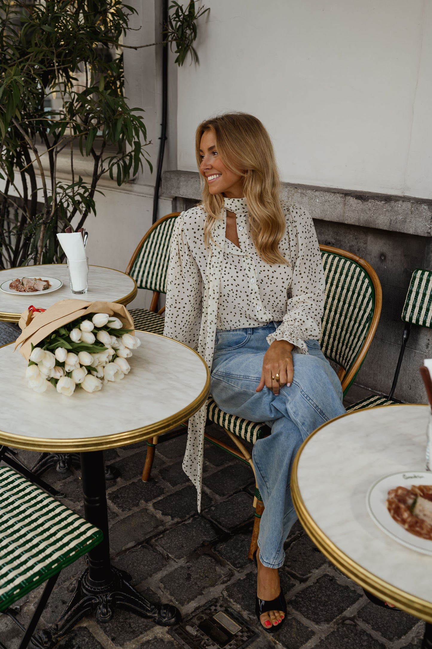 Ecru Polka Dot Clarissa Blouse