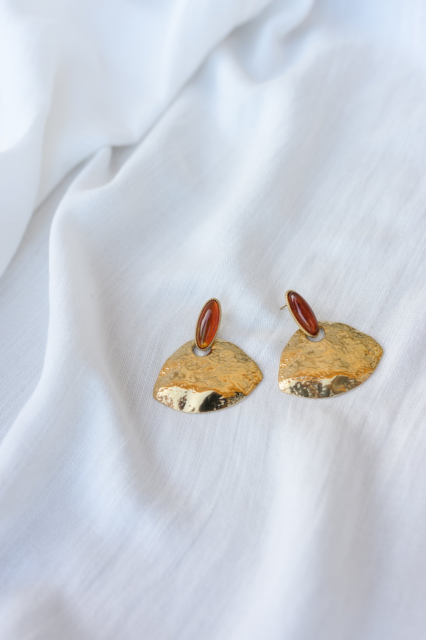 Golden And Brown Paly Earrings