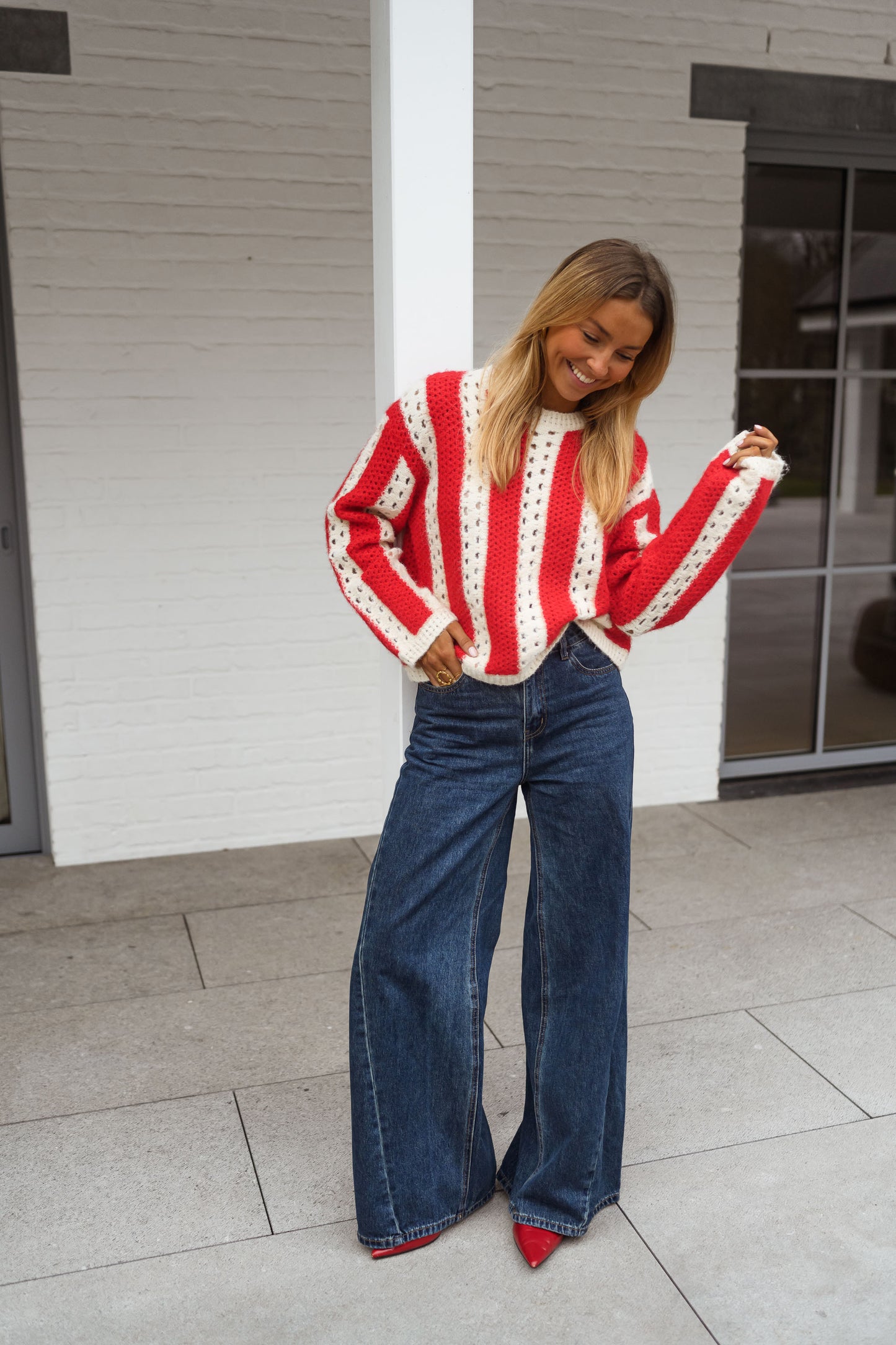 Red and Ecru Sage Sweater