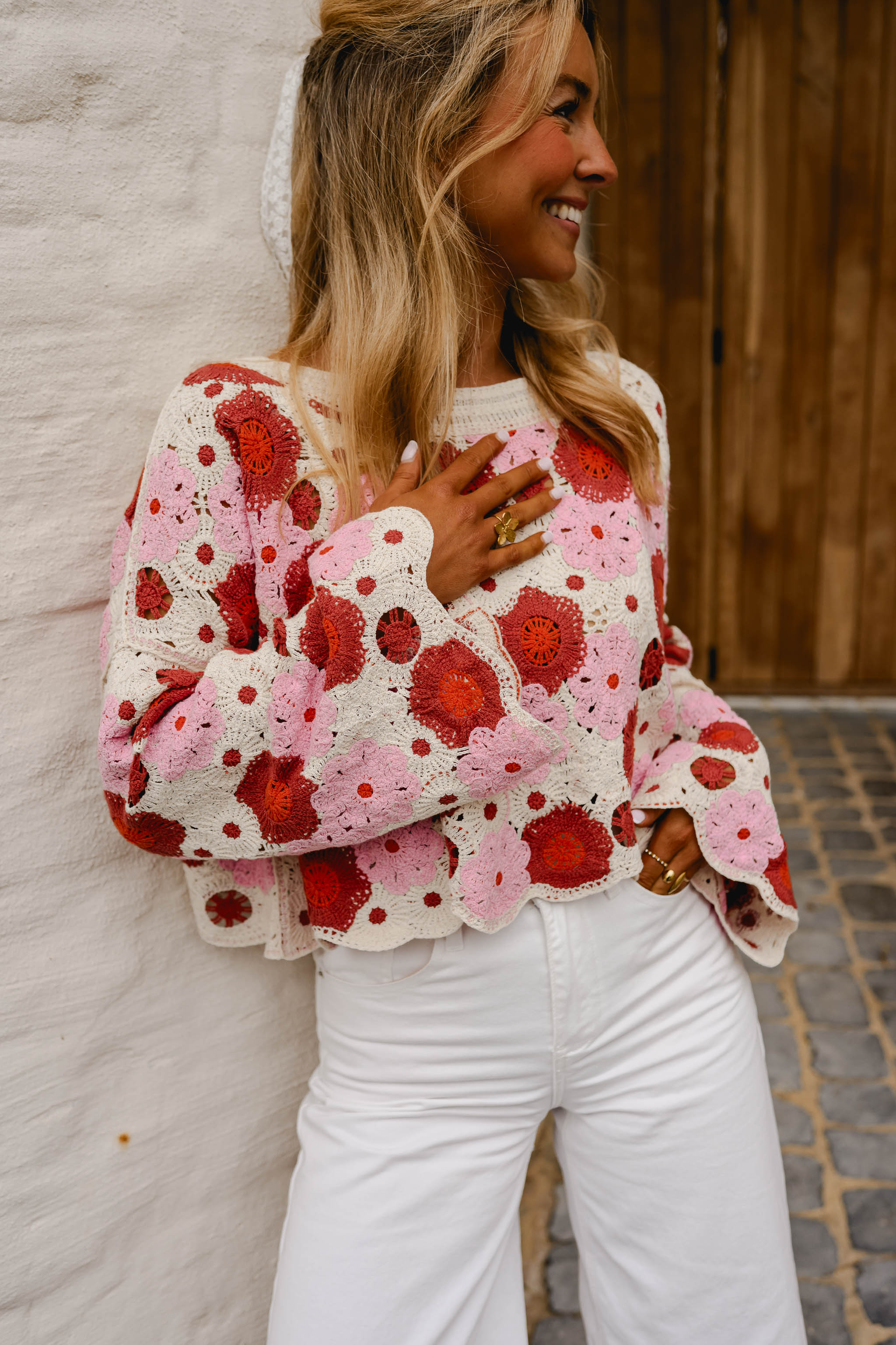 Pink And Red Crochet Tanja Blouse – Easy Clothes North America