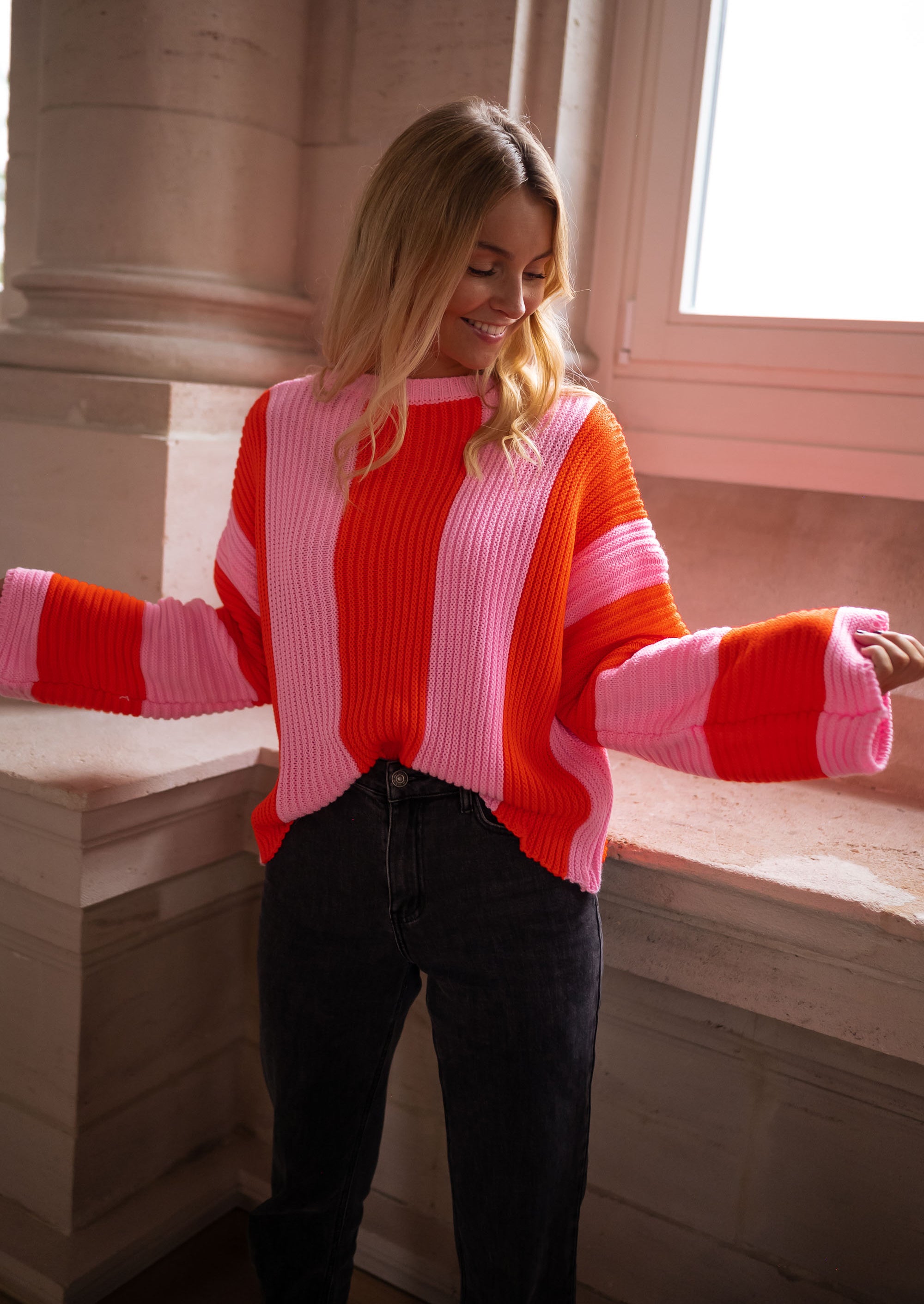 Pink and Orange Masson Sweater Easy Clothes North America