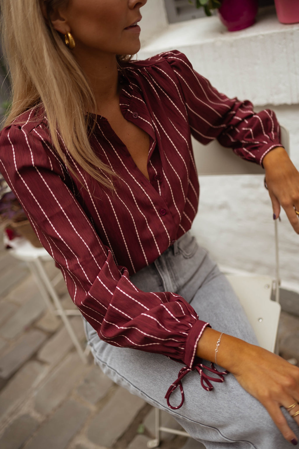 burgundy dress blouse Elegant Burgundy Bow-Tie Blouse