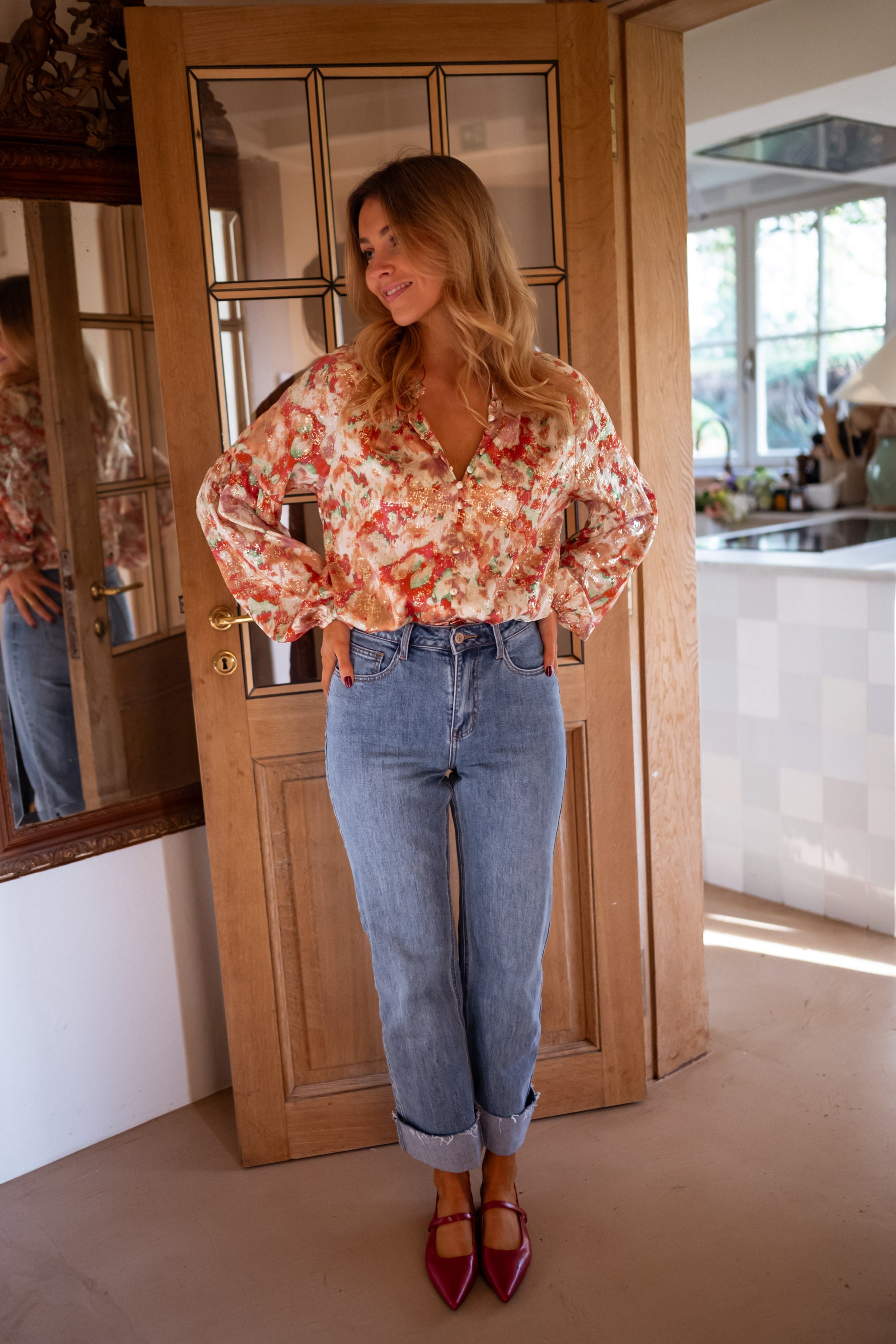 Orange and Green Jackson Blouse