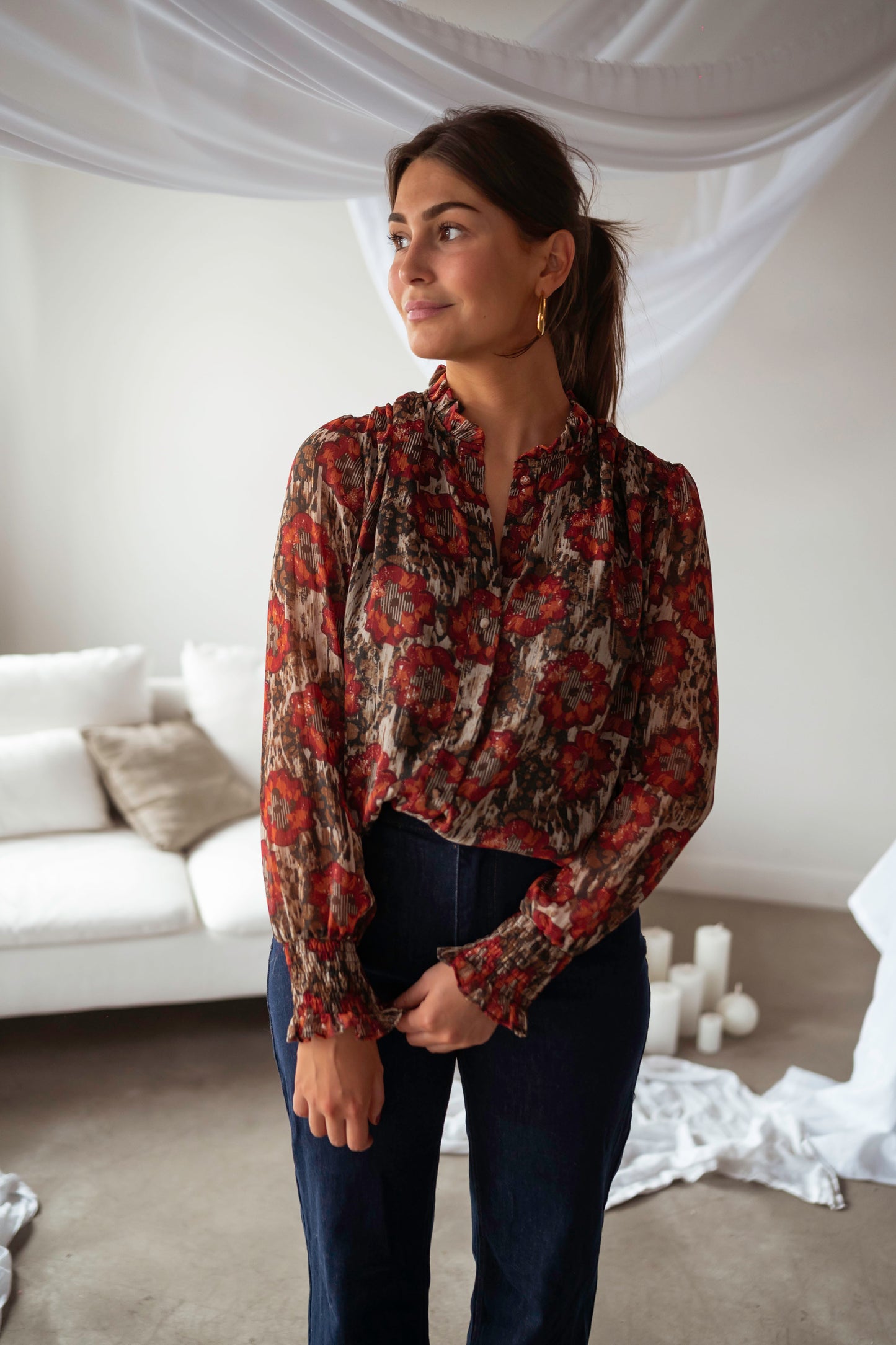 Orange and Khaki Liham Blouse