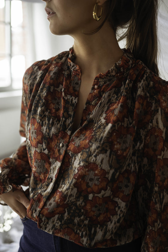 Orange and Khaki Liham Blouse