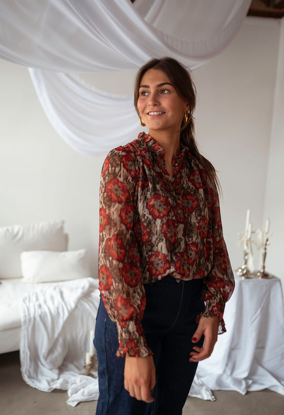 Orange and Khaki Liham Blouse