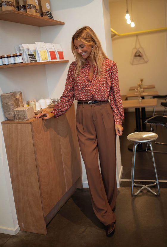 Red Patterned Morena Blouse