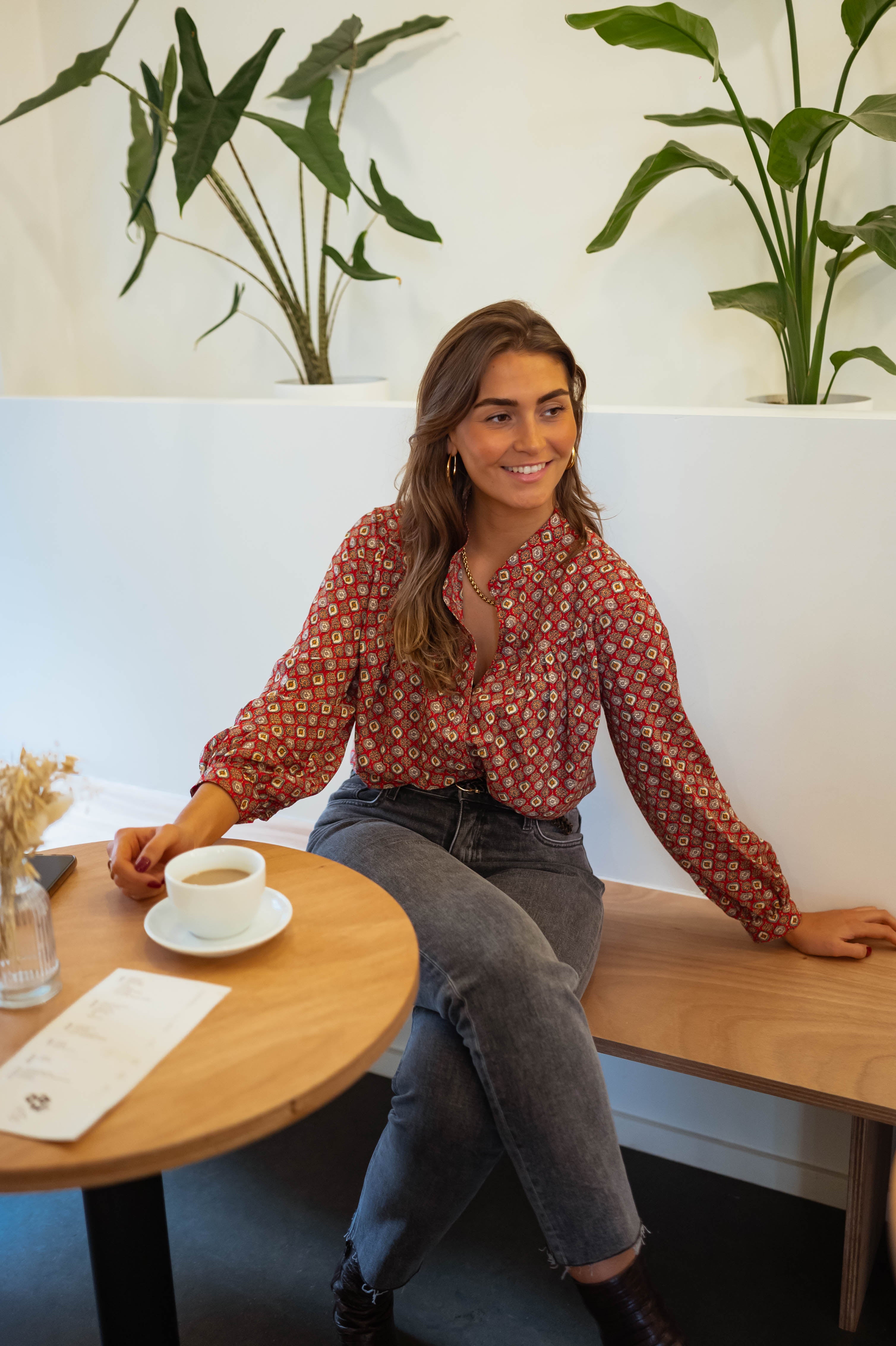 Red Patterned Morena Blouse