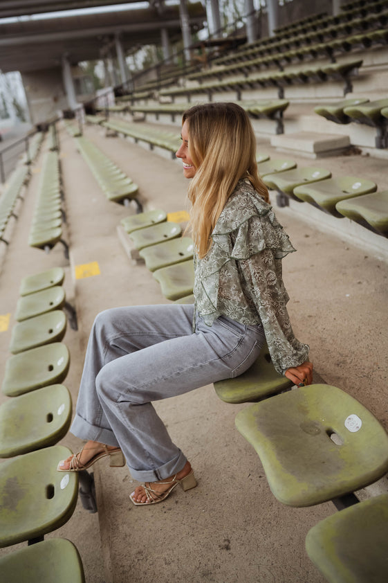 Green and Ecru Reva Blouse