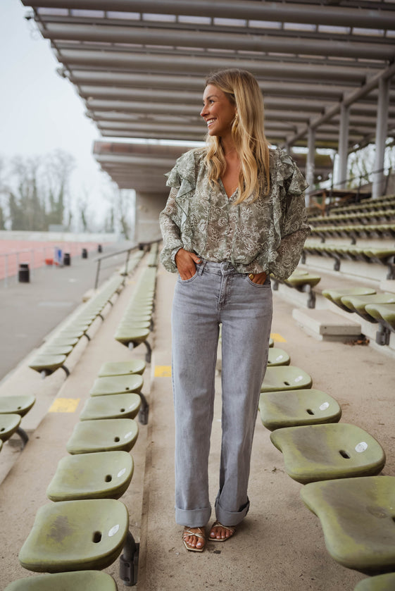 Green and Ecru Reva Blouse