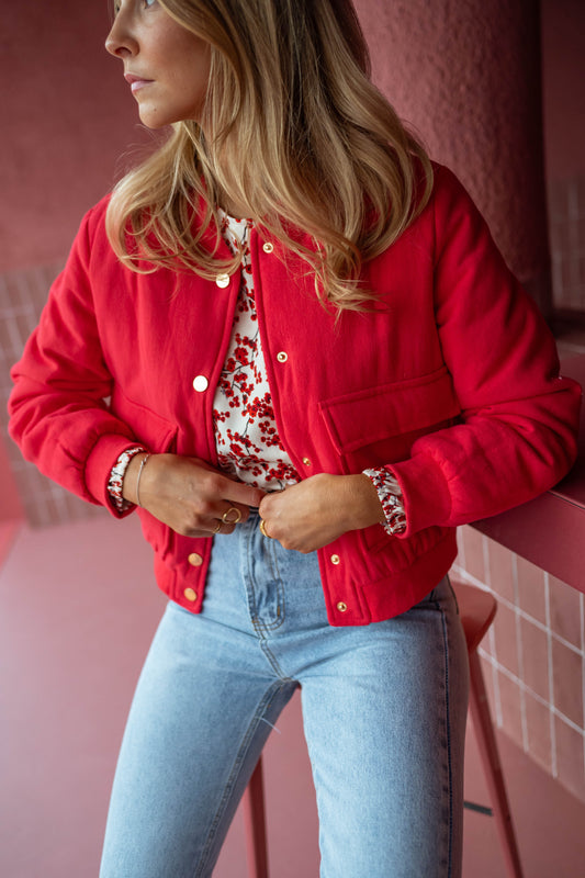 Red Angelina Bomber Jacket