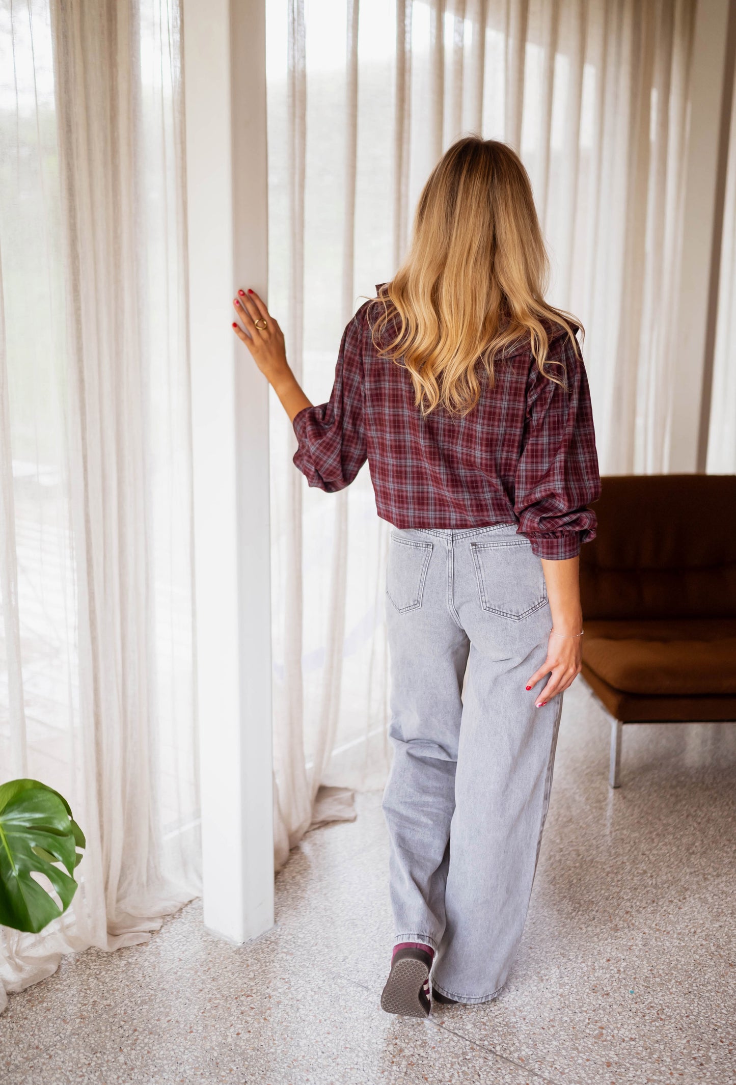 Burgundy Checkered Emmie Shirt