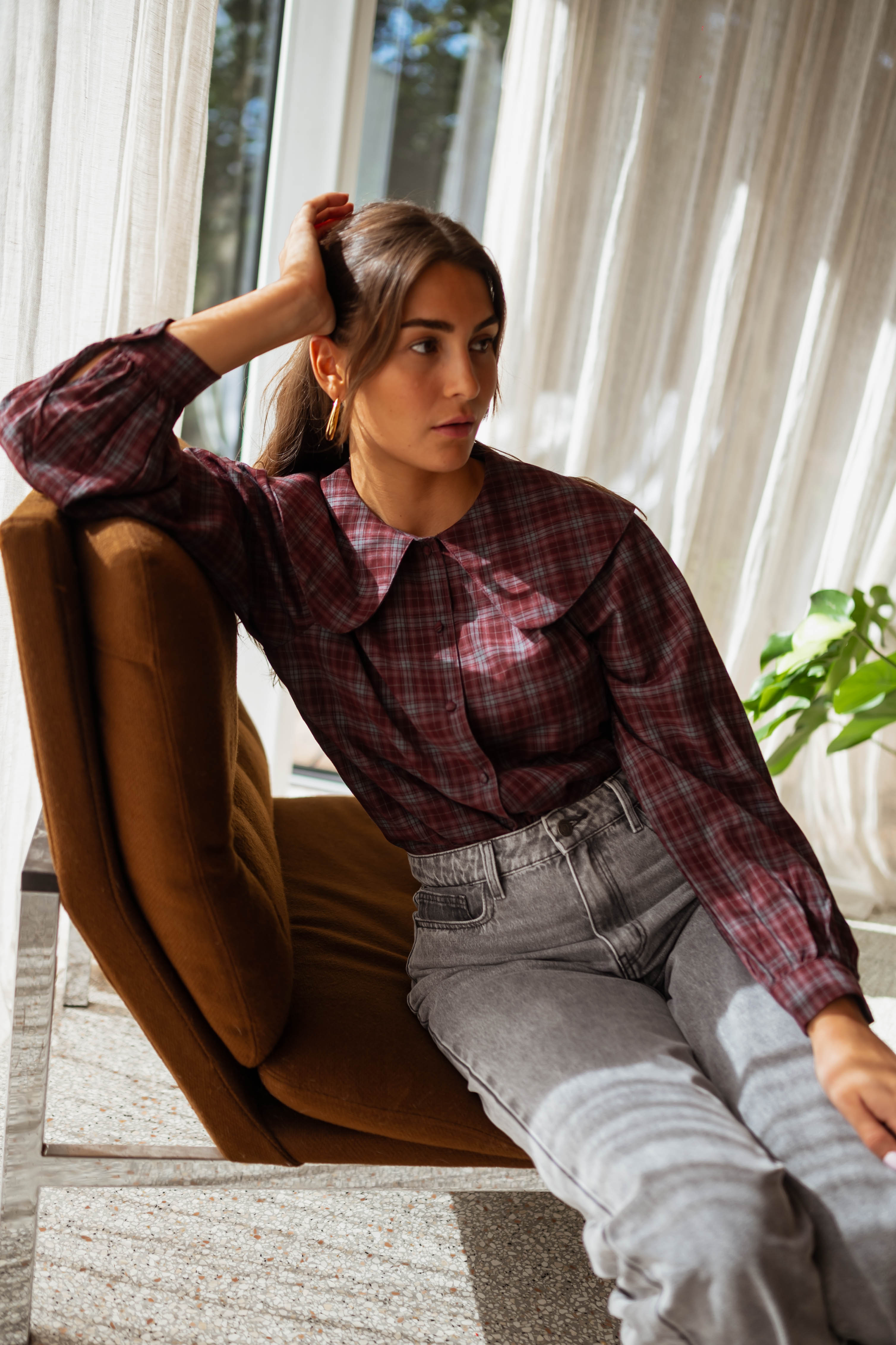 Burgundy Checkered Emmie Shirt