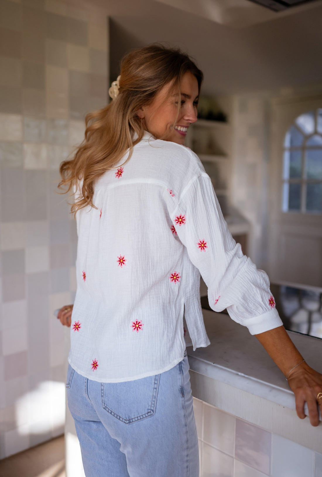Ecru & Blue Floral Shirt