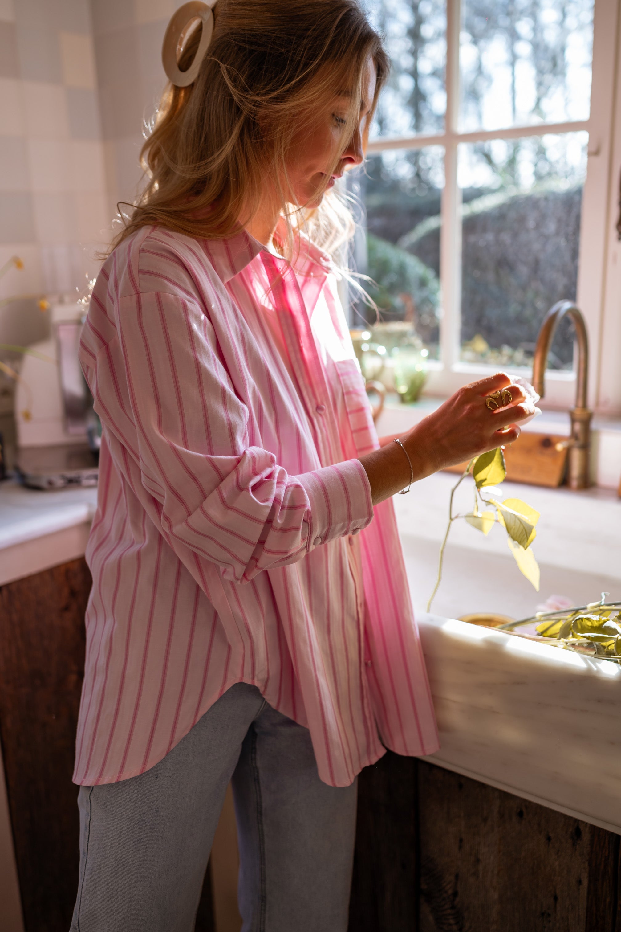 Pink Striped Tora Shirt