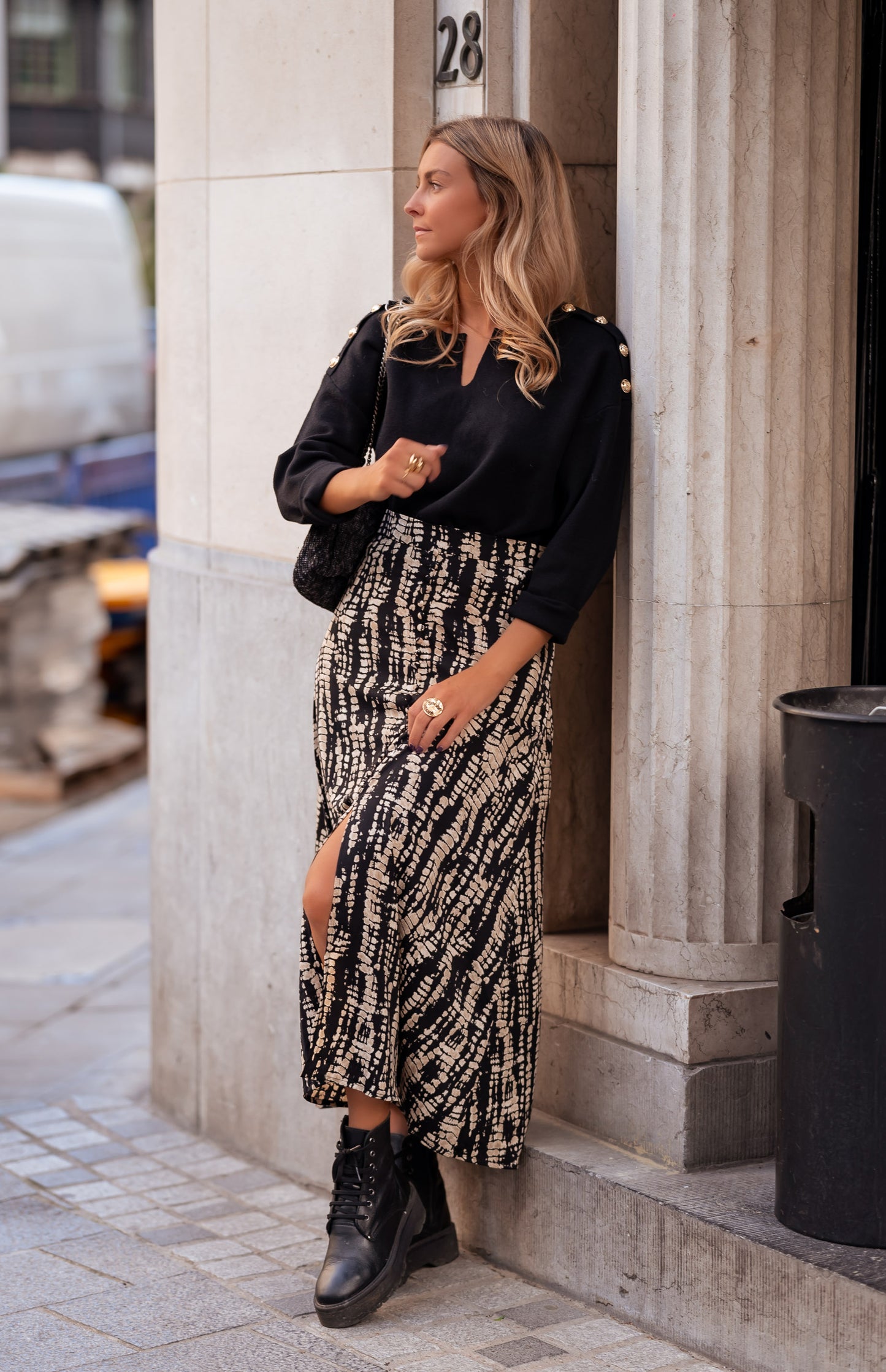 Ecru and Black Jesse Skirt