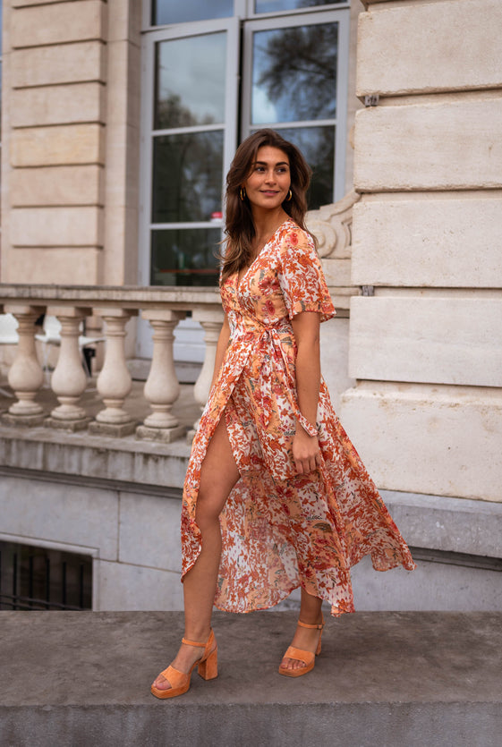Orange Floral Leidi Dress – Easy Clothes North America