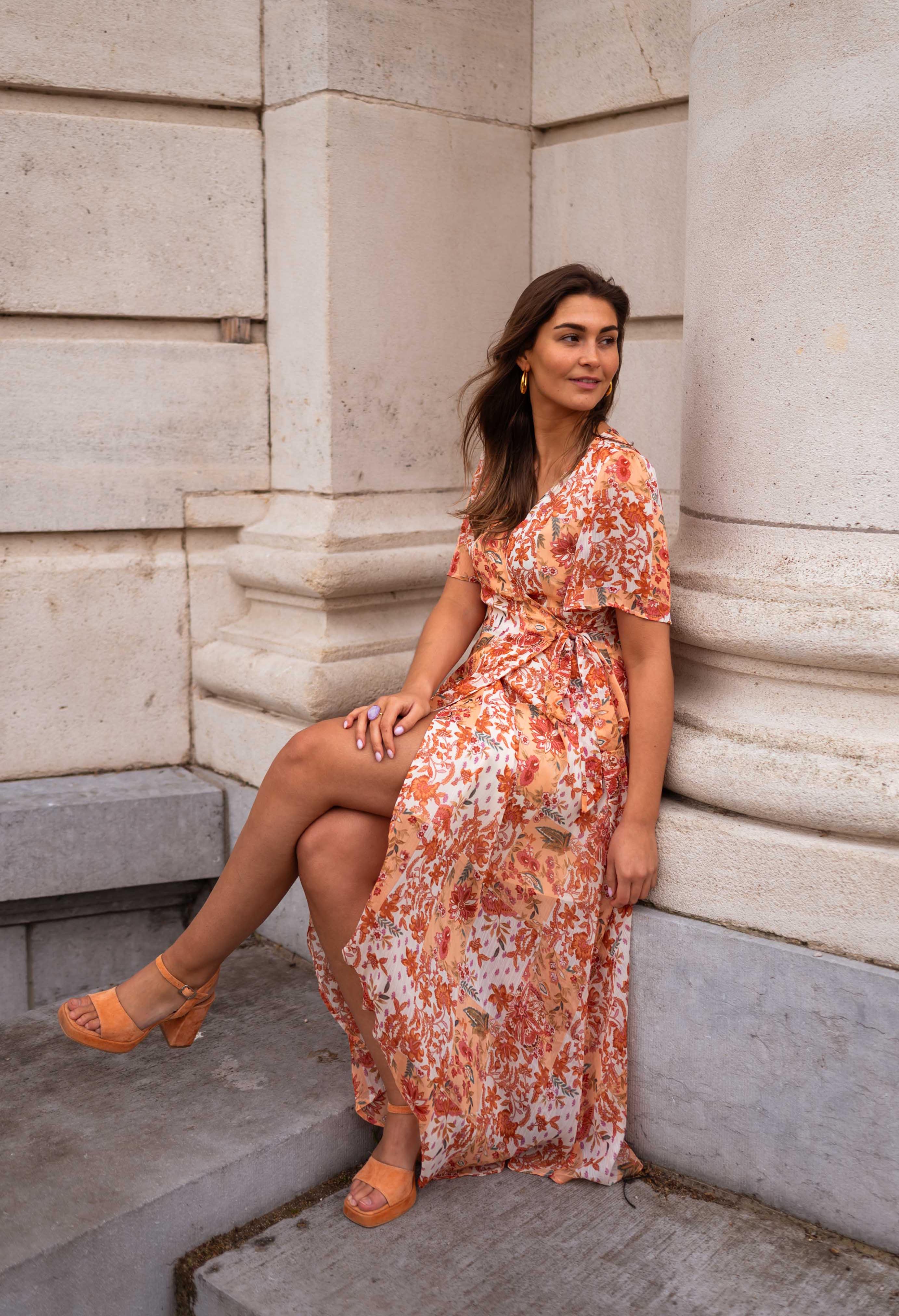 Orange Floral Leidi Dress