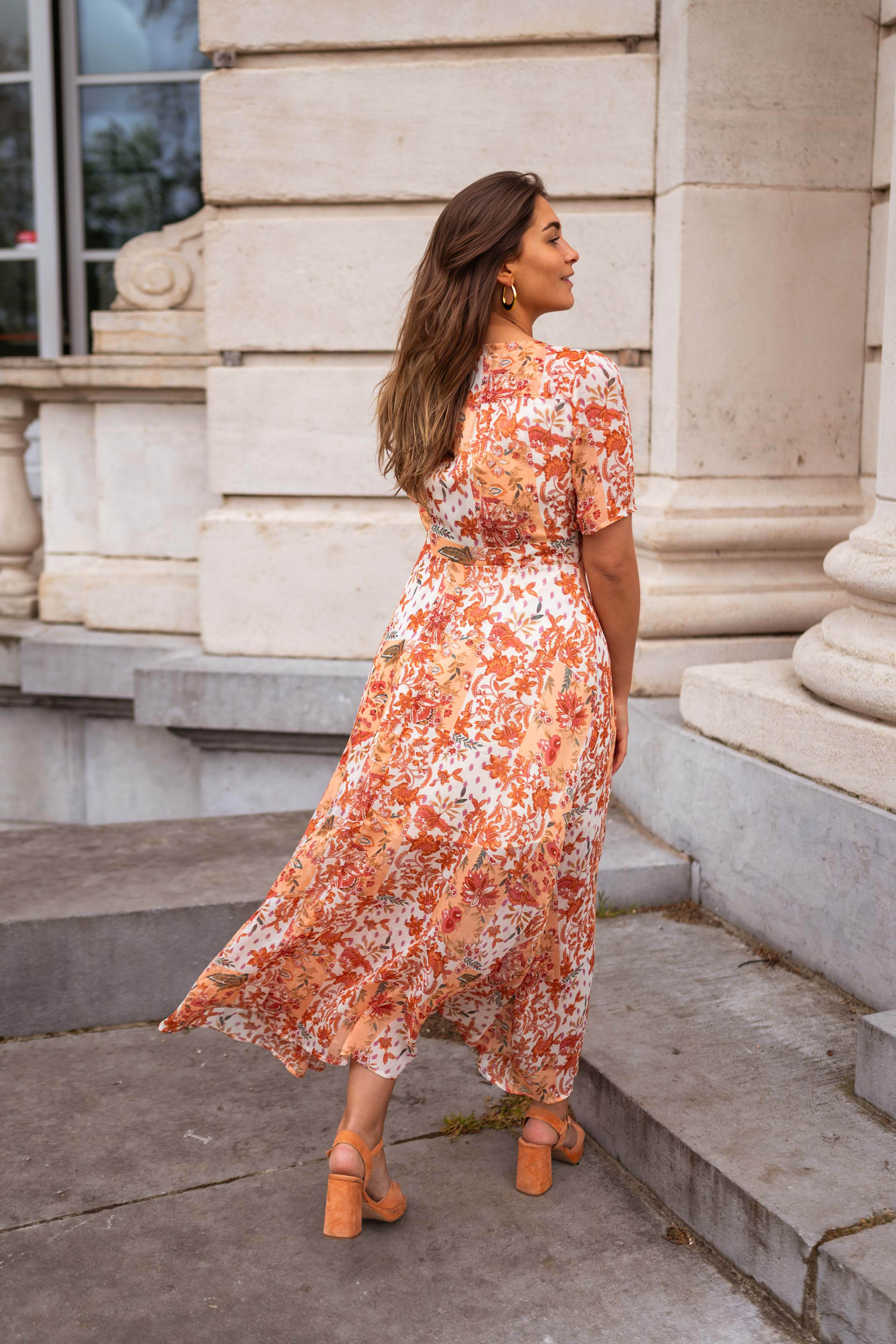 Orange Floral Leidi Dress