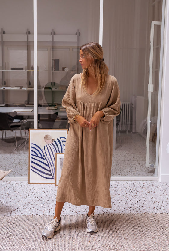 Camel Nolan Cotton-Gauze Dress