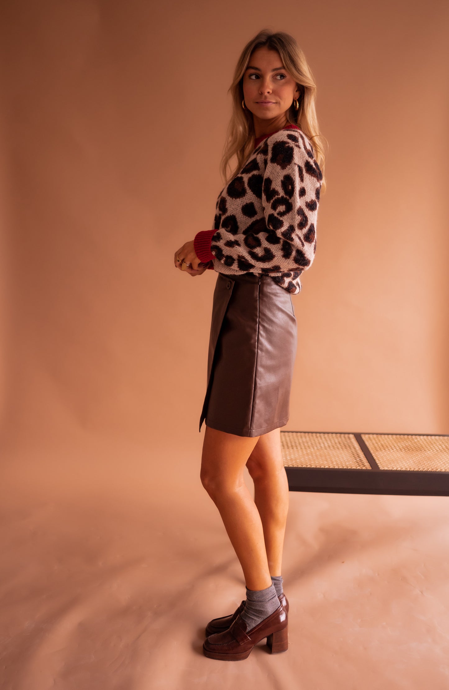 Chocolate Faux Leather Maeva Skirt