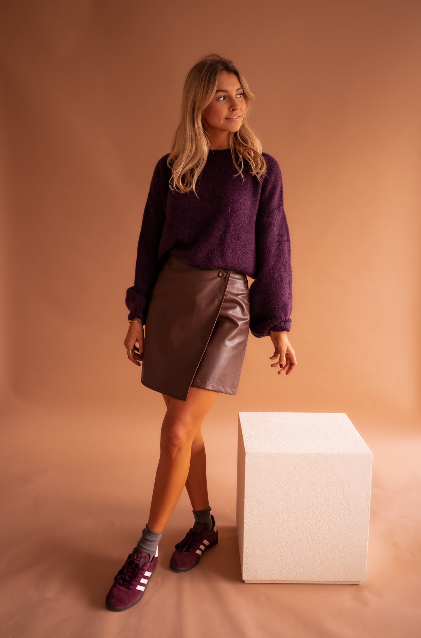 Chocolate Faux Leather Maeva Skirt