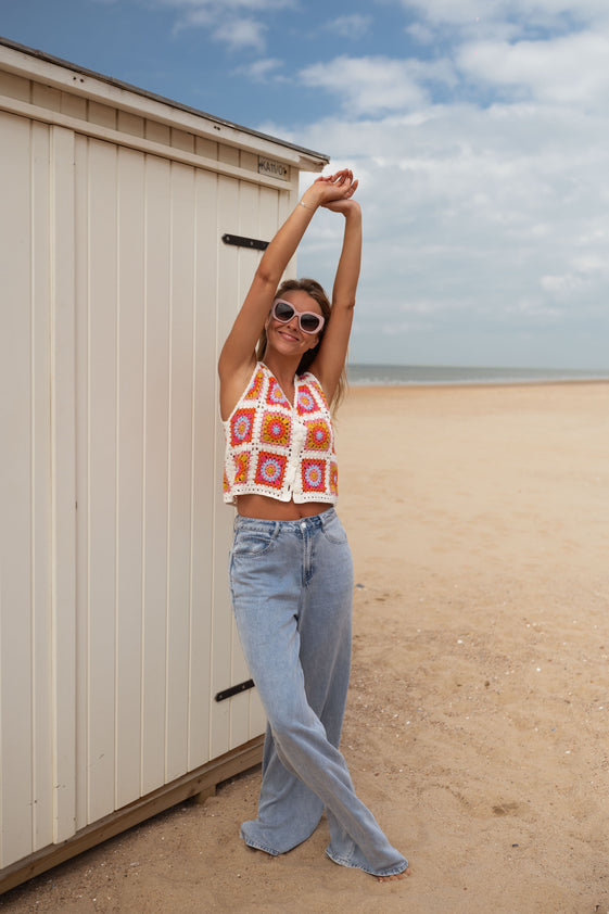 Pink and Orange Sleeveless Aimee Cardigan