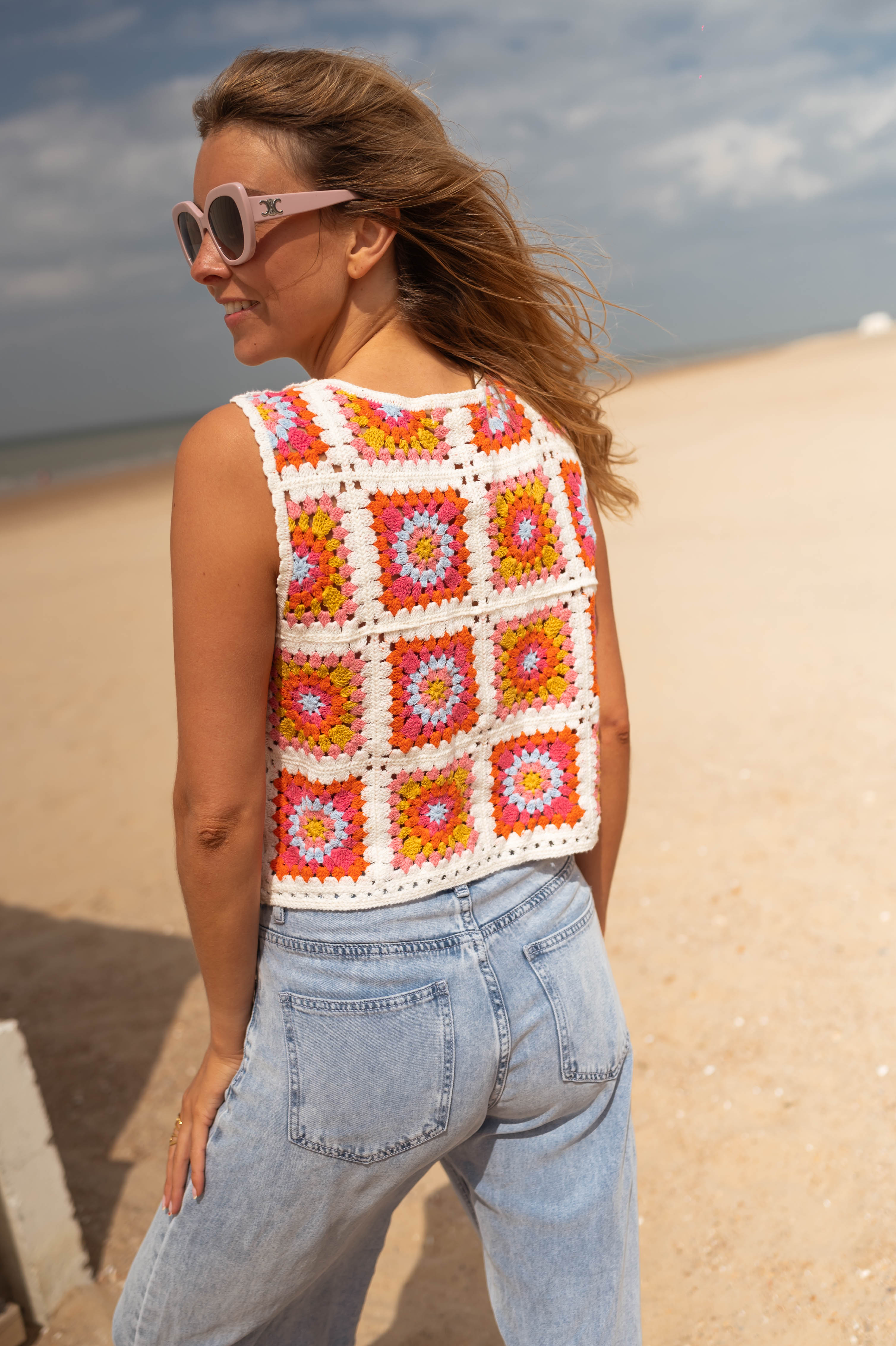 Pink and Orange Sleeveless Aimee Cardigan