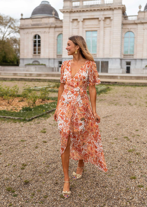 Orange Floral Leidi Dress