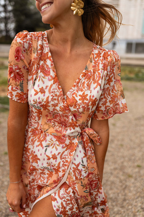 Orange Floral Leidi Dress – Easy Clothes North America