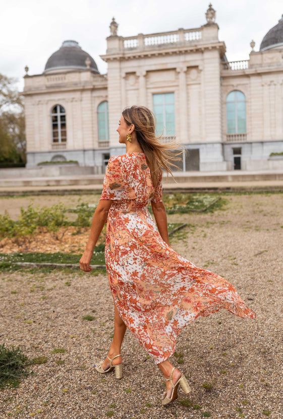 Orange Floral Leidi Dress