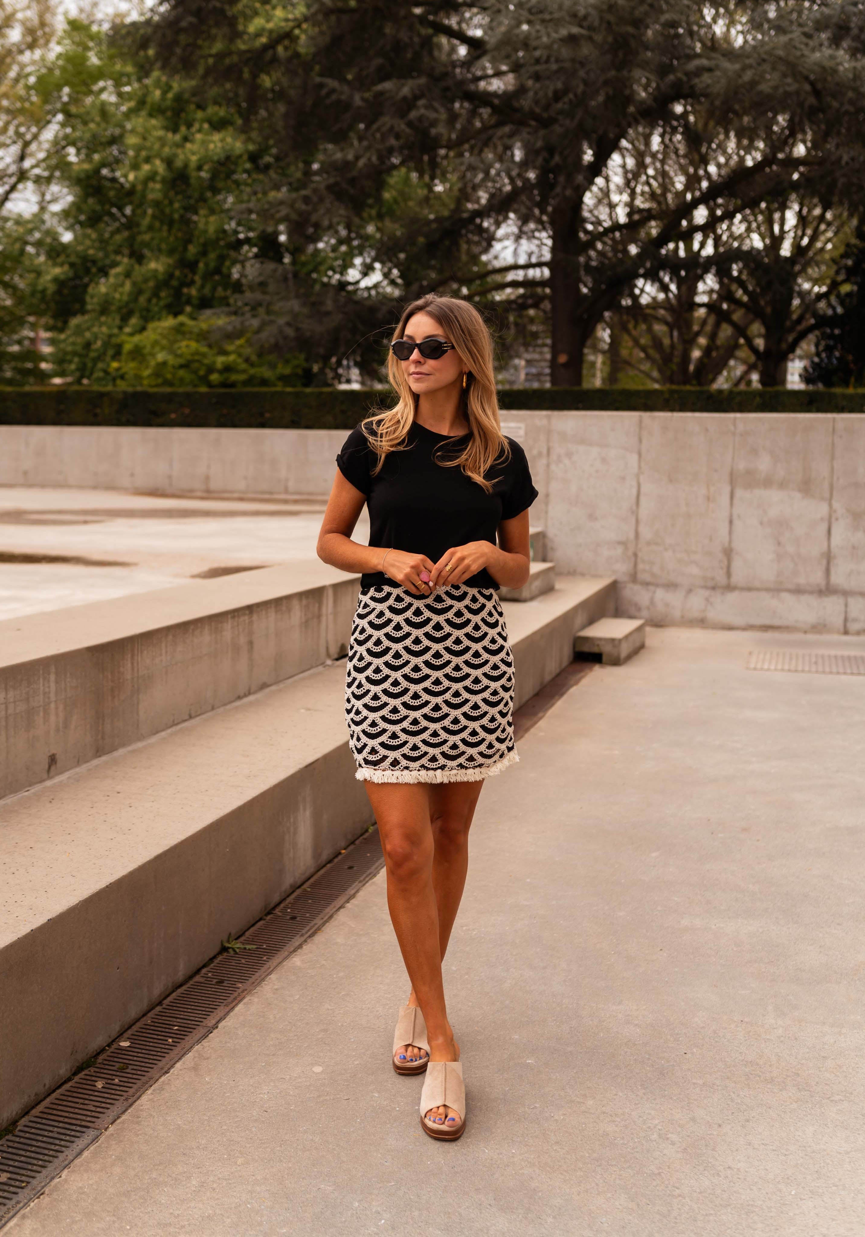 Black and Ecru Crochet Teresa Skirt