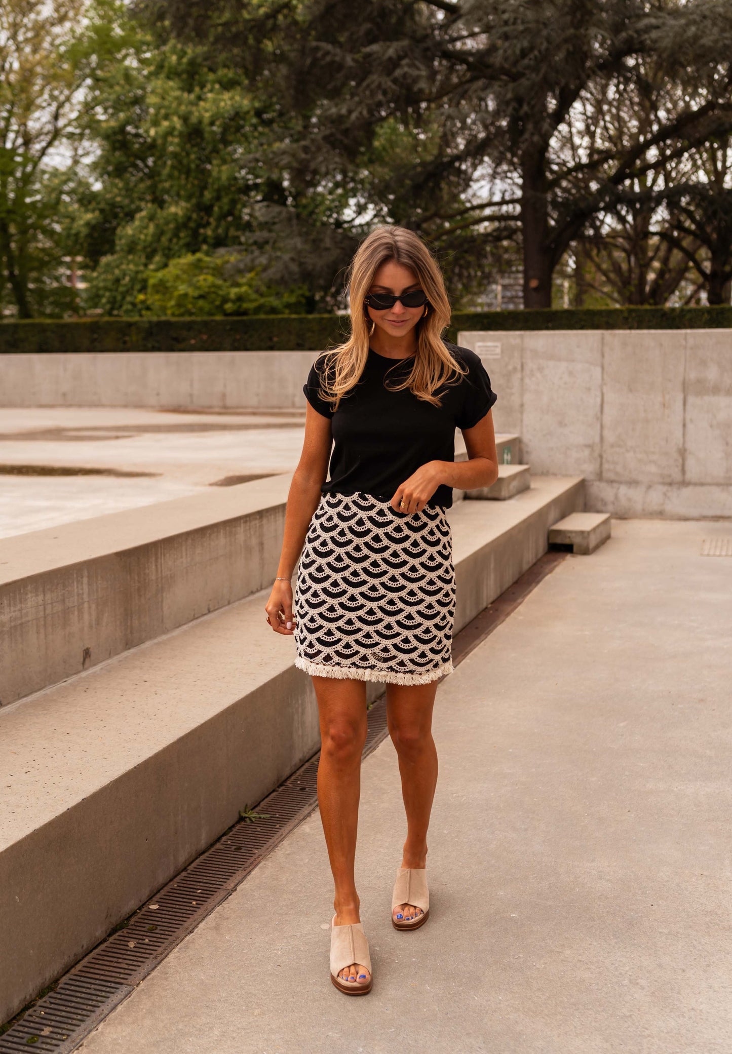 Black and Ecru Crochet Teresa Skirt