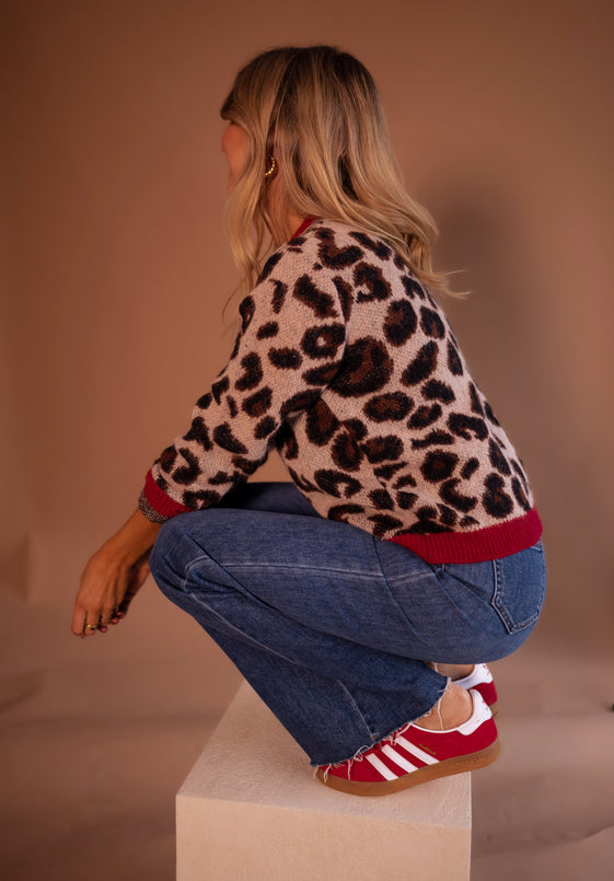 Red Cardigan Red Animal Print Jeans Leopard And Red Riley Sweater