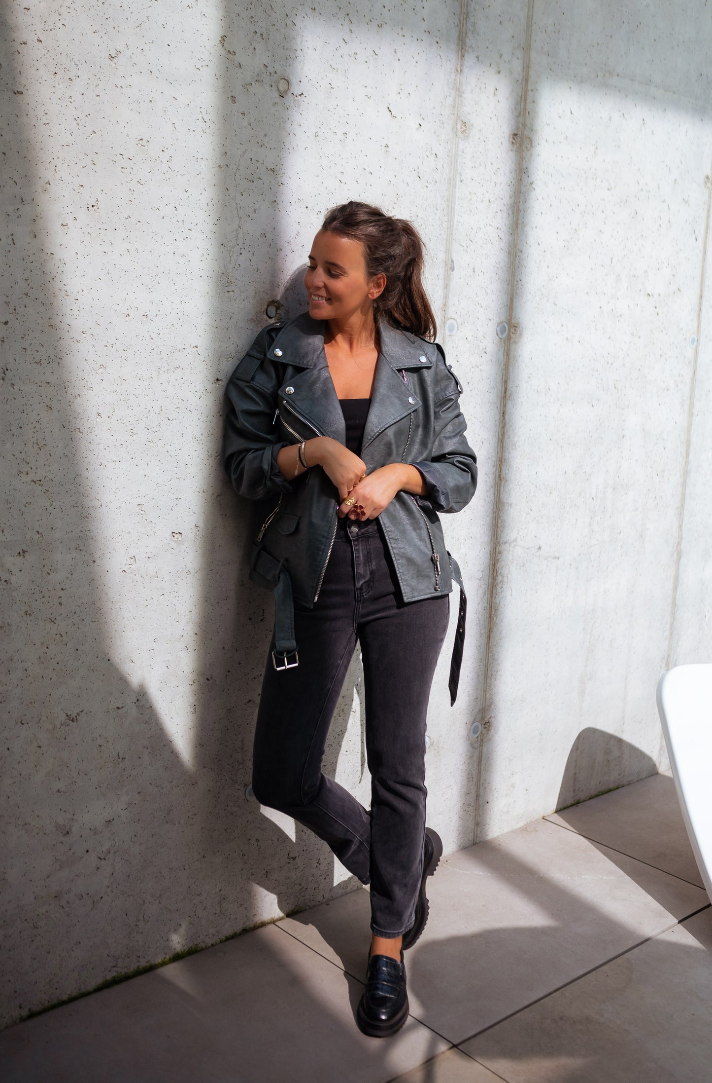 Grey Romu Biker Jacket