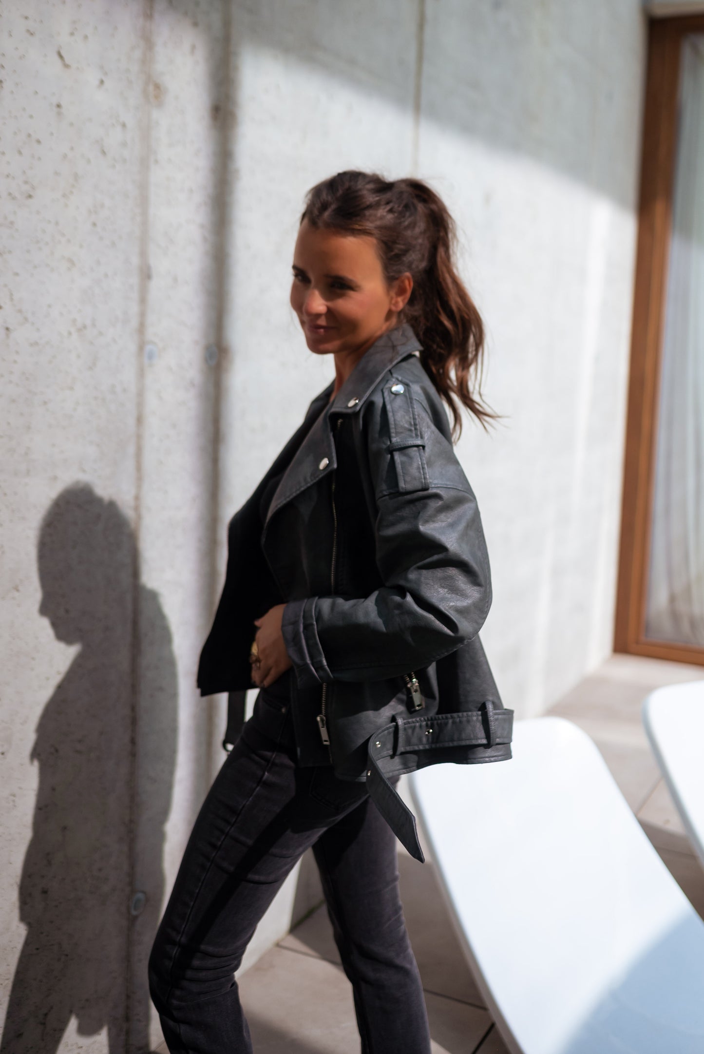 Grey Romu Biker Jacket