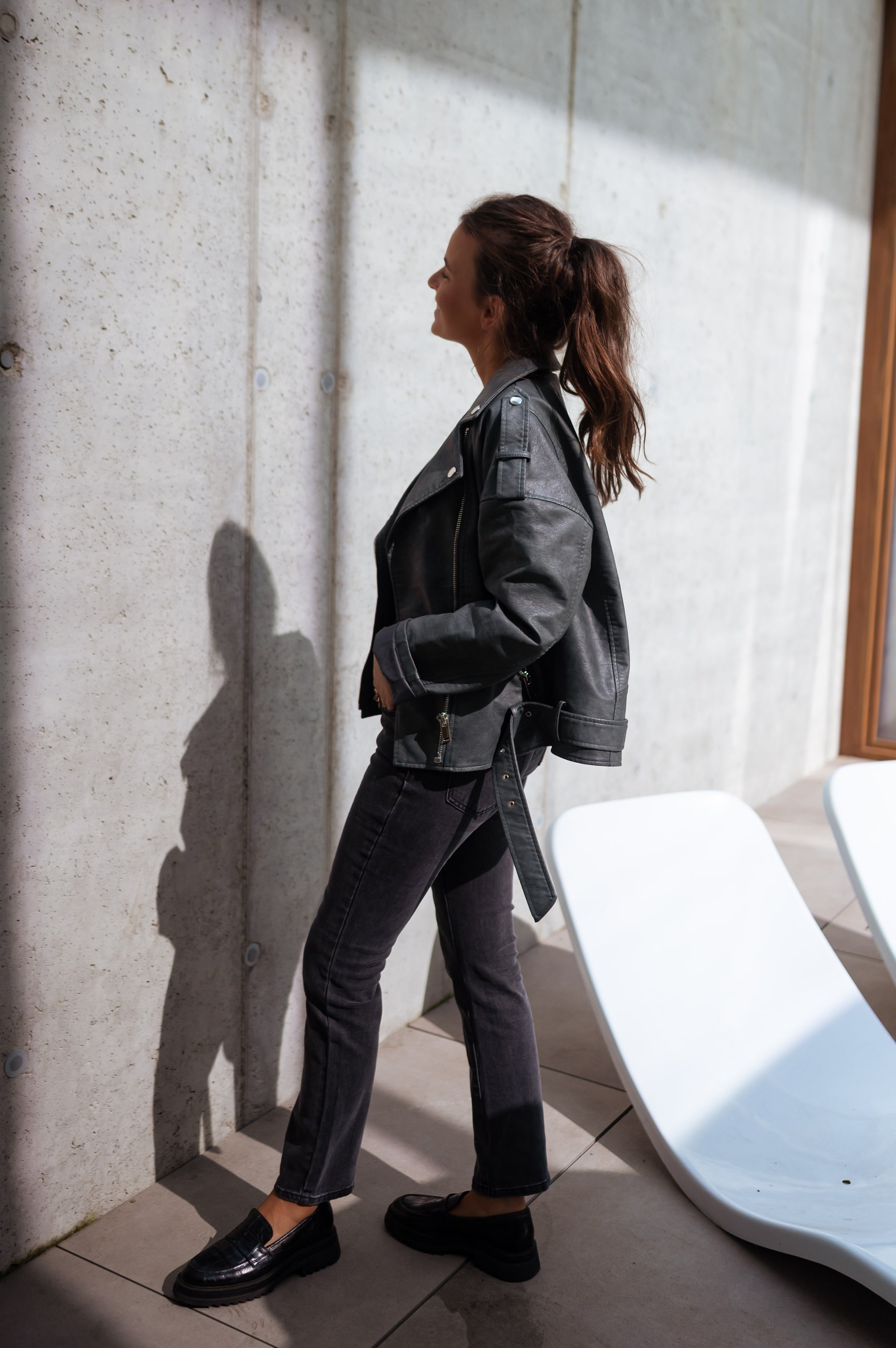 Grey Romu Biker Jacket