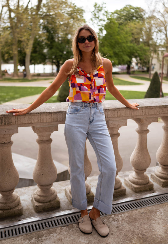 Orange and Purple Elvira Top