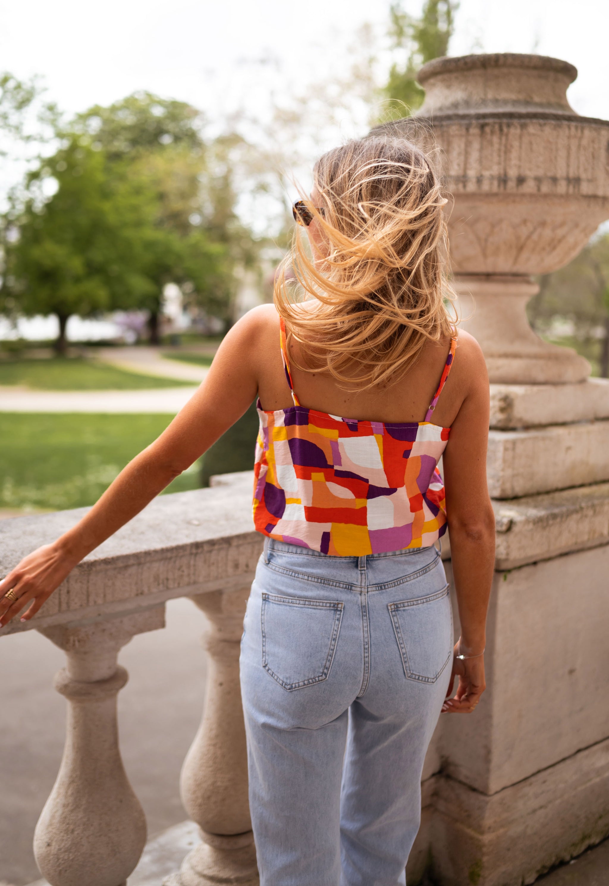 Orange and Purple Elvira Top