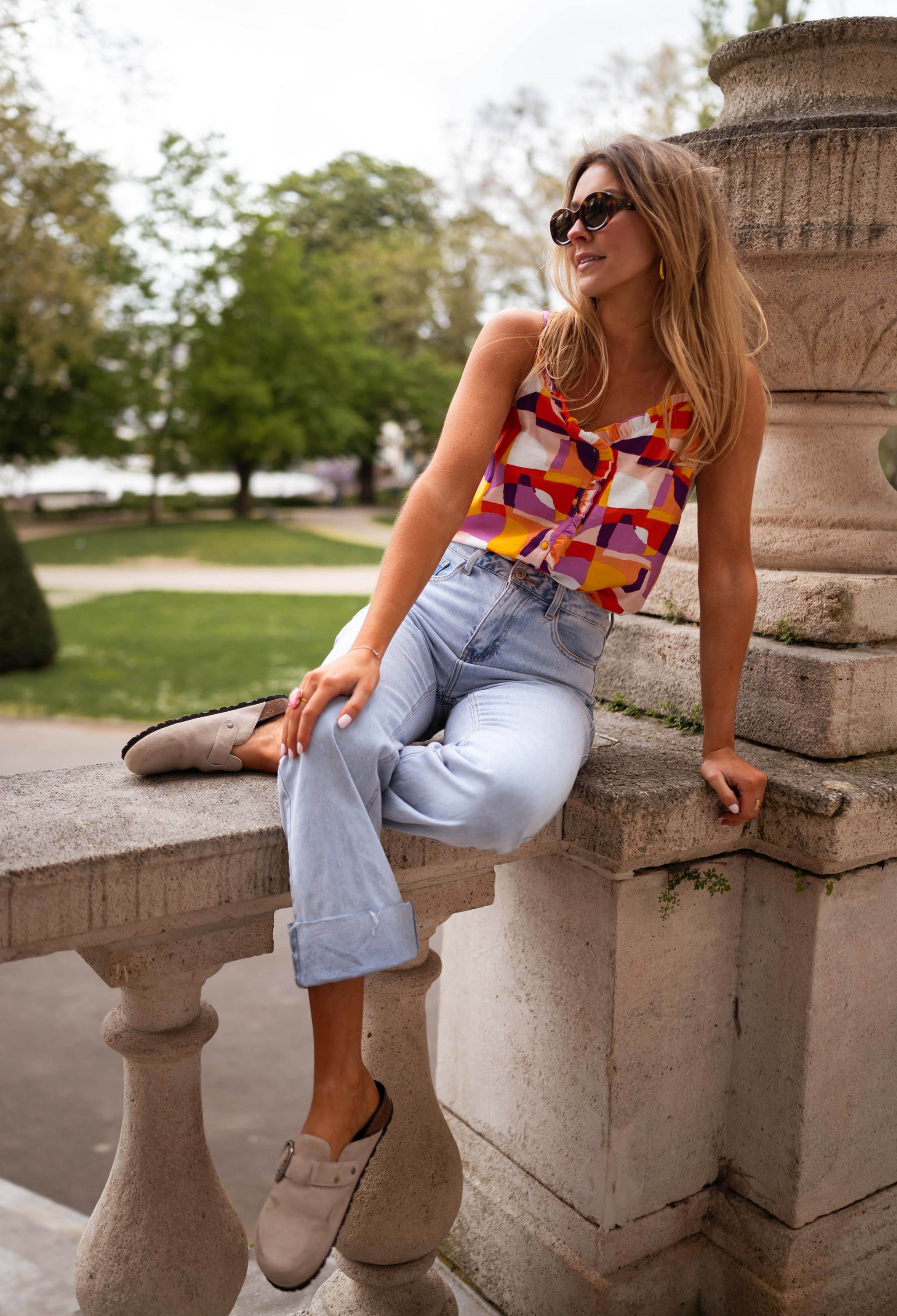 Orange and Purple Elvira Top