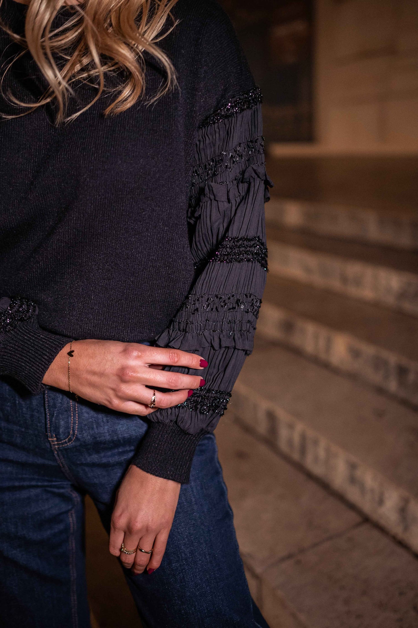 Black Glittery Davia Sweater