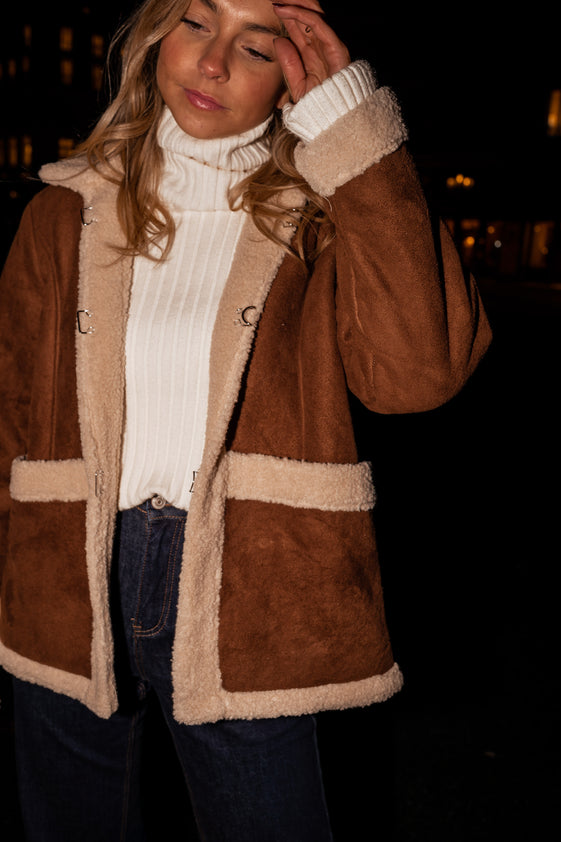 Camel Faux-Sheep Fur Gilles Coat