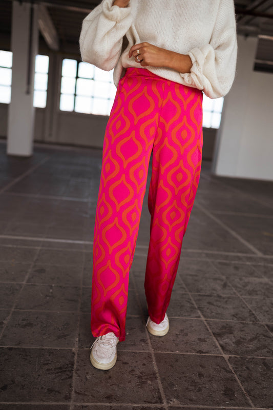 Pink and Orange Patterned Thaly Pants