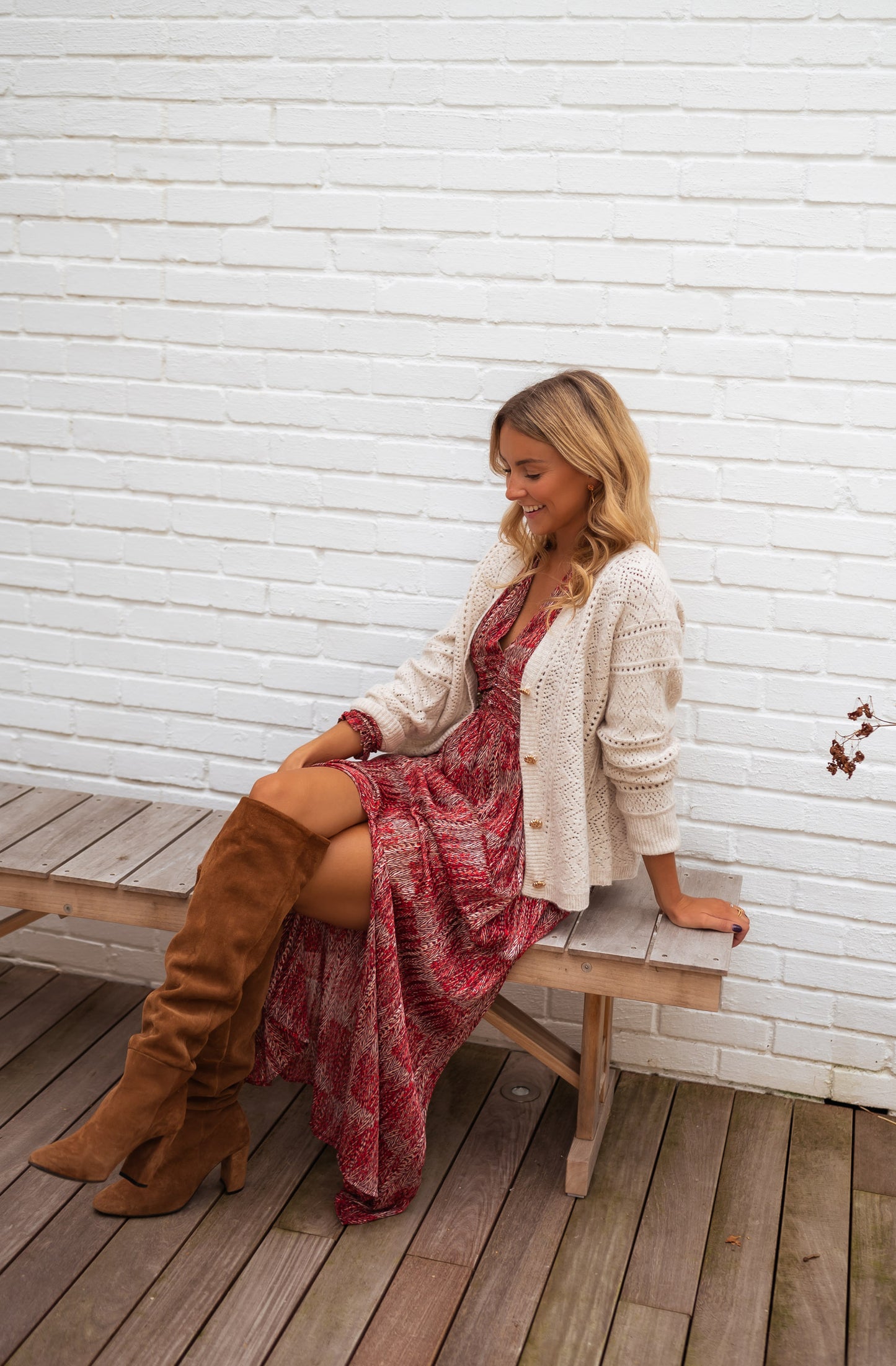 Red Patterned Stacy Dress