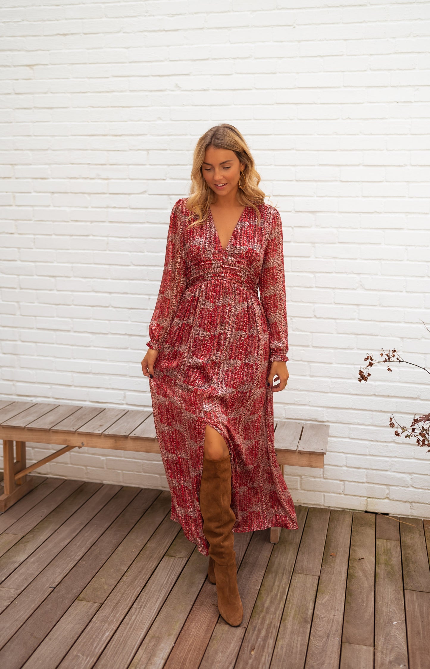 Red Patterned Stacy Dress